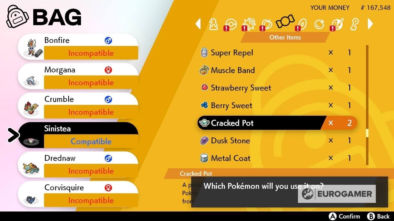 Pokémon Sword and Shield Sinistea evolution method how to evolve